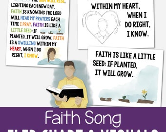 Faith Flip Chart Primary Song Visual Aids Teach LDS 2023 Come Follow Me Slideshow Black and White Color Printable PDF Music Leader