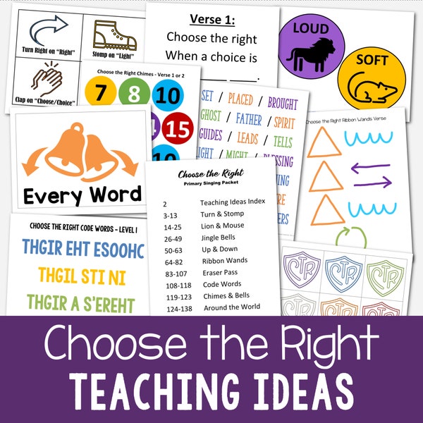 Choose the Right Teaching Ideas 9 Singing Time Activities Printable Lesson Plan LDS Hymn Primary Music Leaders PDF Come Follow Me Song Helps