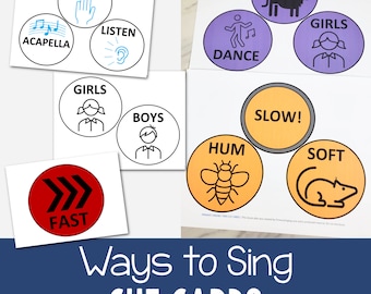 Ways to Sing Primary Cue Cards Singing Time LDS Music Leaders Handheld Signs Lead Songs Teaching Aids Printable PDF Easy Elementary Teachers