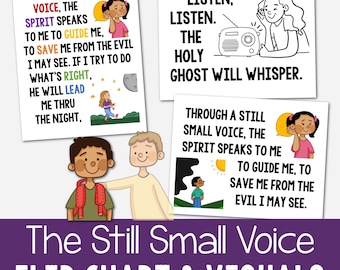 The Still Small Voice Flip Chart & Visual Aids Singing Time Come Follow Me Lyrics Slideshow Printable PDF Primary 2024 Book of Mormon LDS