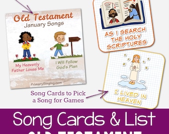 Old Testament Song List Graphics and Song Cards Bulletin Board Visual Aids and Primary Newsletter Singing Time