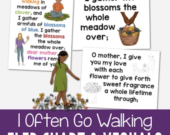 I Often Go Walking Flip Chart Visual Aids Singing Time Primary Song Mother's Day Illustrations Lyrics LDS Singing Time Song Helps PDF