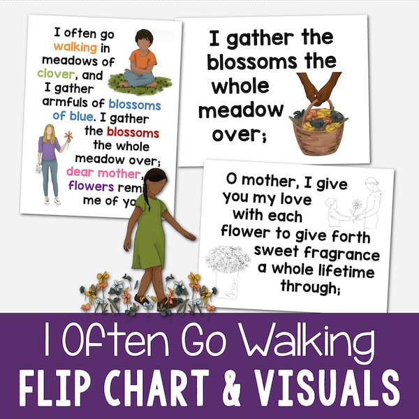 I Often Go Walking Flip Chart Visual Aids Singing Time Primary Song Mother's Day Illustrations Lyrics LDS Singing Time Song Helps PDF