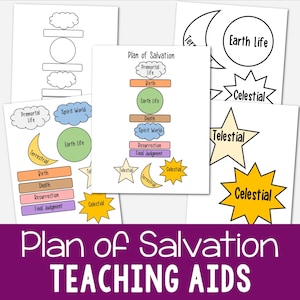 Plan of Salvation Teaching Visual Aids | LDS Printable Lesson Ideas Black + White and Color PDF Worksheet Primary Sunday School Seminary