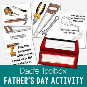 Dad's Toolbox Vatertag Singzeit Aktivität Möglichkeiten zu singen Karten und Pun druckbare Geschenkkarten Färbung Hausgemachte Geschenk Primäre Musikführer