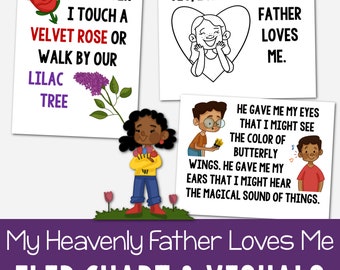 My Heavenly Father Loves Me Flip Chart & Visual Aids Teach Come Follow Me Song Slideshow Black White Color Printable Primary LDS Song PDF