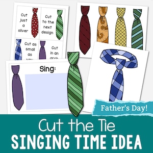 Programma per la scuola primaria "Cut the Tie" o gioco di revisione per la festa del papà, gioco di attività musicale "Singing Time", PDF LDS, traccia dei progressi del leader musicale, stampabile