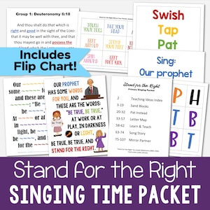 Stand for the Right Singing Time Packet Primary Music Leader Lesson Plans 6 Activities LDS Song Helps Printable PDF Flip Chart Visual Aids
