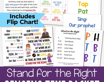 Stand for the Right Singing Time Packet Primary Music Leader Lesson Plans 6 Activities LDS Song Helps Printable PDF Flip Chart Visual Aids