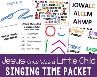 Jesus Once Was a Little Child Singing Time & Flip Chart | 2023 Primary LDS Song 5 Printable Lessons Music Leaders Chorister Come Follow Me