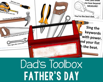 Dad's Toolbox Father's Day Singing Time Activity Ways to Sing Cards & Pun Printable Gift Cards Coloring Homemade Gift Primary Music Leaders