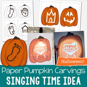 Halloween Paper Pumpkin Carvings Song Review Game Fall Lesson Plan Activity Printable PDF LDS Primary Music Leader Singing Time or Classroom