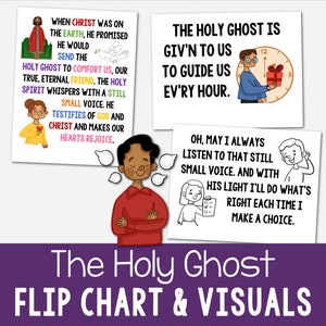 El rotafolio y ayudas visuales del Espíritu Santo enseñan Ven, sígueme, presentación de diapositivas de la canción, PDF en color en blanco y negro, imprimible, primaria, ven, sígueme, LDS
