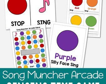 Song Muncher Arcade Review Game Singing Time Activity Mix of Songs or Ways to Sing Review LDS PDF Music Leader or Teacher Kids Activities