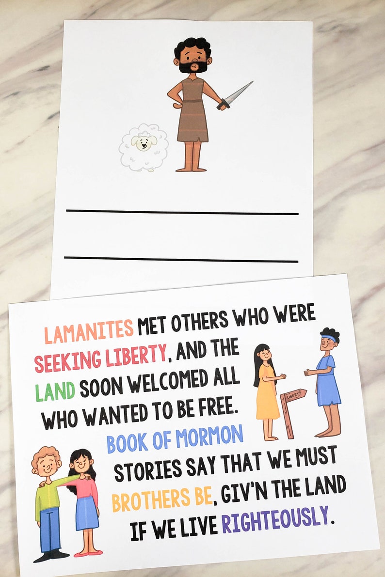Book of Mormon Stories Flip Chart & Visual Aids Singing Time Come Follow Me Slideshow BW Color Printable PDF Primary 2024 Book of Mormon LDS image 6