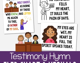 Testimony Flip Chart & Visual Aids Singing Time Come Follow Me Hymn Lyrics Slideshow BW Color Printable PDF Primary 2024 Book of Mormon LDS