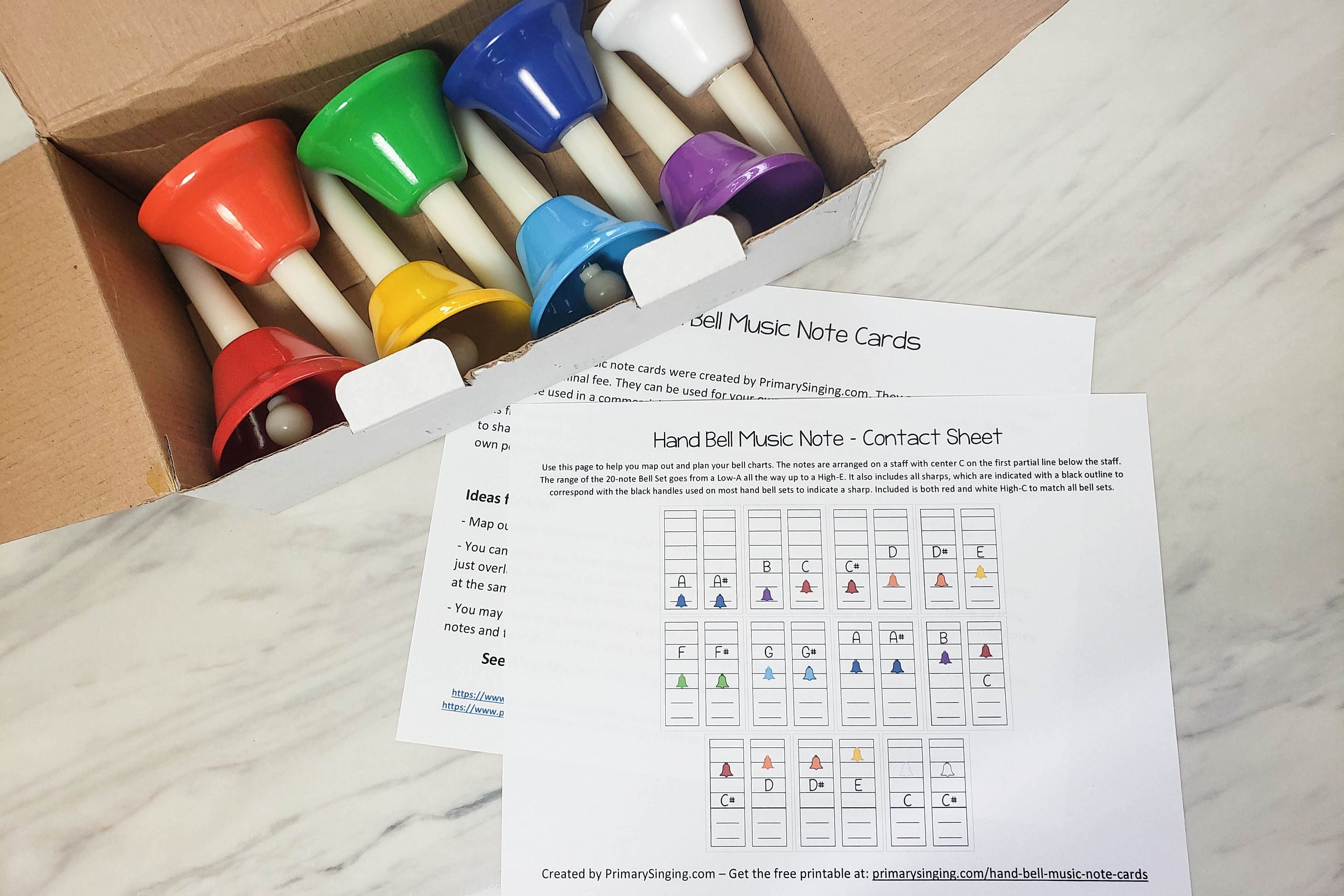 Hand Bell Music Note Cards for Singing Time PDF Printable Cards for ...