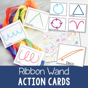 Ribbon Wands action cards printable helps for making movement patterns for singing time