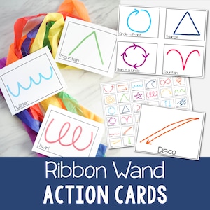 Ribbon Wands action cards printable helps for making movement patterns for singing time