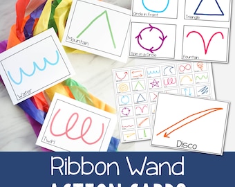 Ribbon Wand Action Cards for Singing Time PDF Printable Cards Elementary Music Teachers & Primary Leaders Preschool Kids Activities Movement