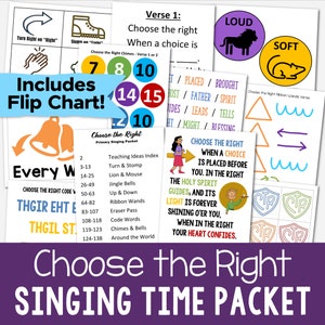 Choose the Right Singing Time Packet 9 Teaching Ideas & Flip Chart Hymn Printable PDF Lesson Plans Visual Aids LDS Primary Music Leaders image 1