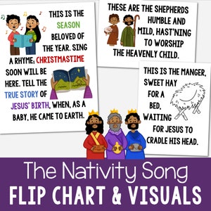 Het kerstliedje Flip-over Visuele hulpmiddelen Afdrukbare pdf Kerstlied Christelijk primaire zangtijd LDS-muziekleiders Zangtijd helpt
