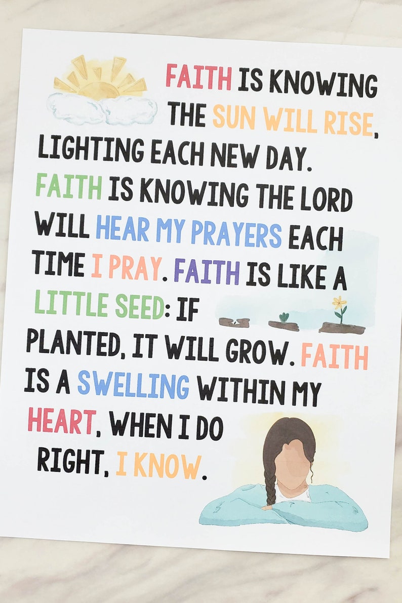 Faith Flip Chart Primary Song Visual Aids Teach LDS 2023 Come Follow Me Slideshow Black and White Color Printable PDF Music Leader image 4
