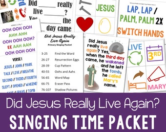 Did Jesus Really Live Again Singing Time Packet Primary Music Leader Lesson Plans 7 Activities LDS Printable PDF Flip Chart Visual Aids