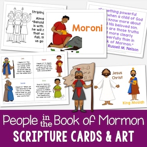 26 Menschen des Buches Mormon Heldenkarten Druckbare Kunstkarte mit Schriftreferenz LDS 2024 Komm, folge mir Lernhilfen Illustrationen