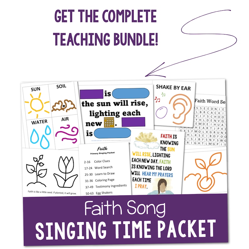 Faith Flip Chart Primary Song Visual Aids Teach LDS 2023 Come Follow Me Slideshow Black and White Color Printable PDF Music Leader image 8