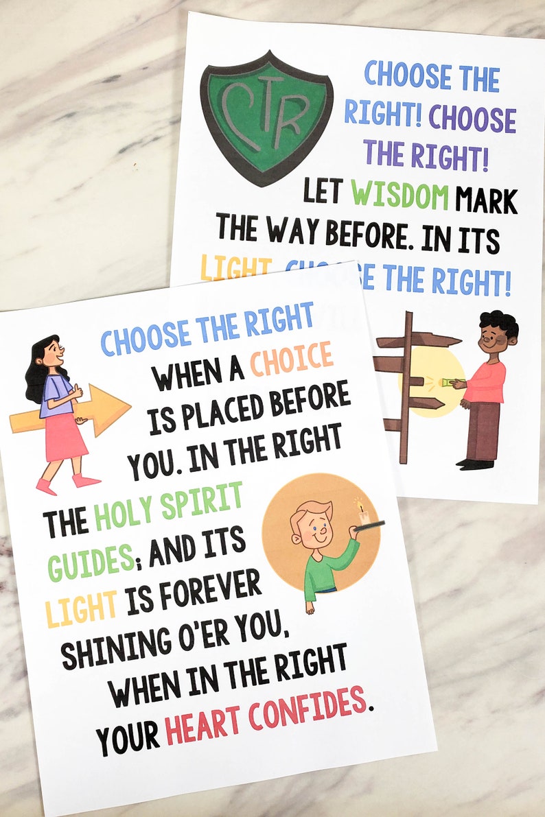 Choose the Right Singing Time Packet 9 Teaching Ideas & Flip Chart Hymn Printable PDF Lesson Plans Visual Aids LDS Primary Music Leaders image 2