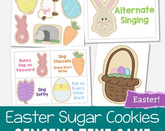 Oster-Zuckerkekse Ways to Sing Singing Time Game LDS Grundschulmusikführer Aktivität PDF druckbarer Stundenplan Song-Review Idee