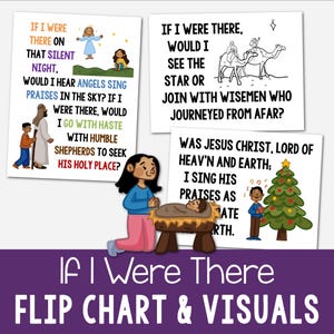 May include: A set of four colorful illustrated cards with the text "If I Were There" and a Christmas theme. The cards feature images of angels, shepherds, wisemen, and a manger scene. The text on the cards includes verses about the birth of Jesus.