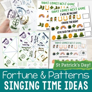St Patrick's Day Fortune Teller & What's Next Games | Printable lesson plan Singing Time Kids Activities Sequence Patterns LDS Primary Music