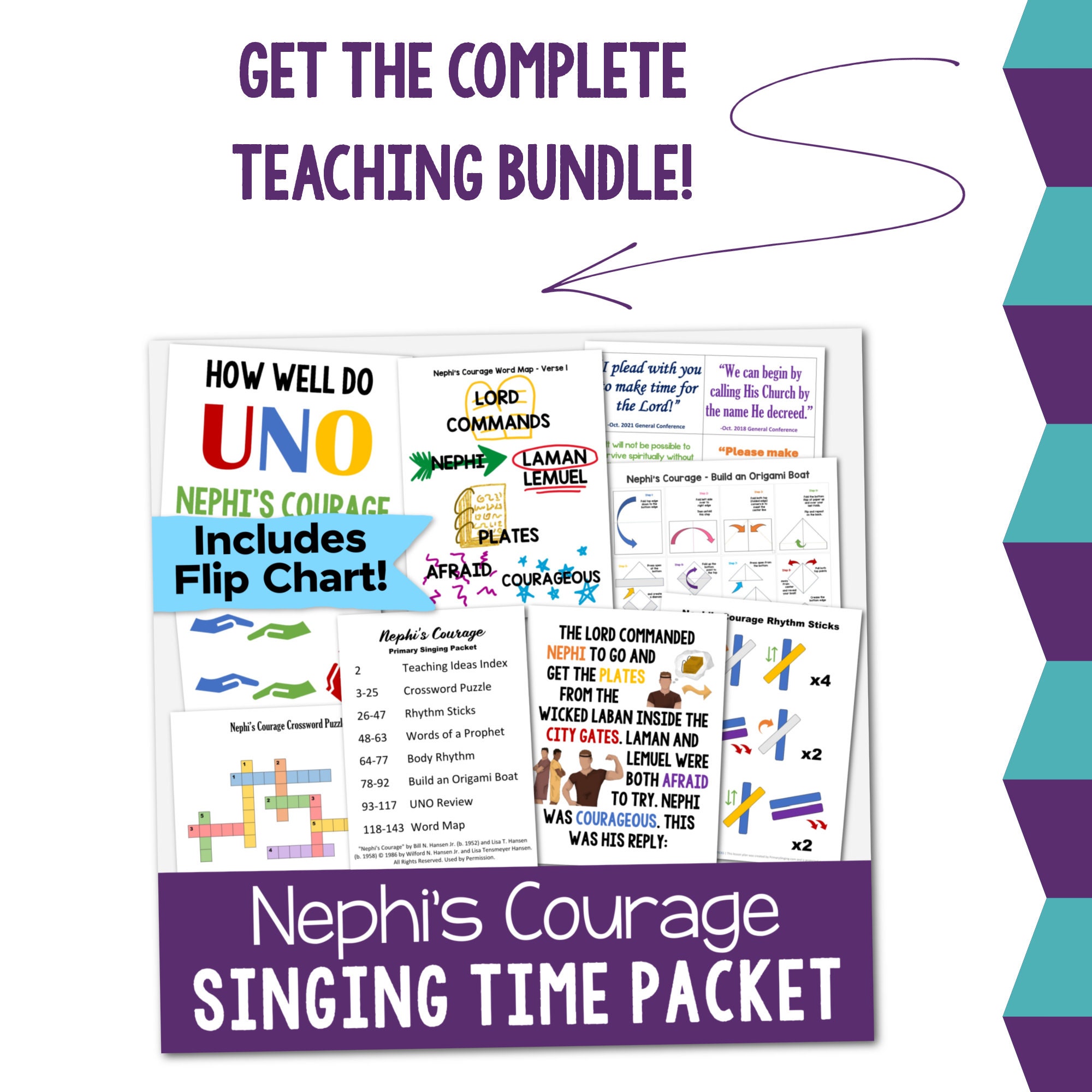 Nephi's Courage Flip Chart &amp; Visual Aids Teach Lyrics 2024 Come Follow ...