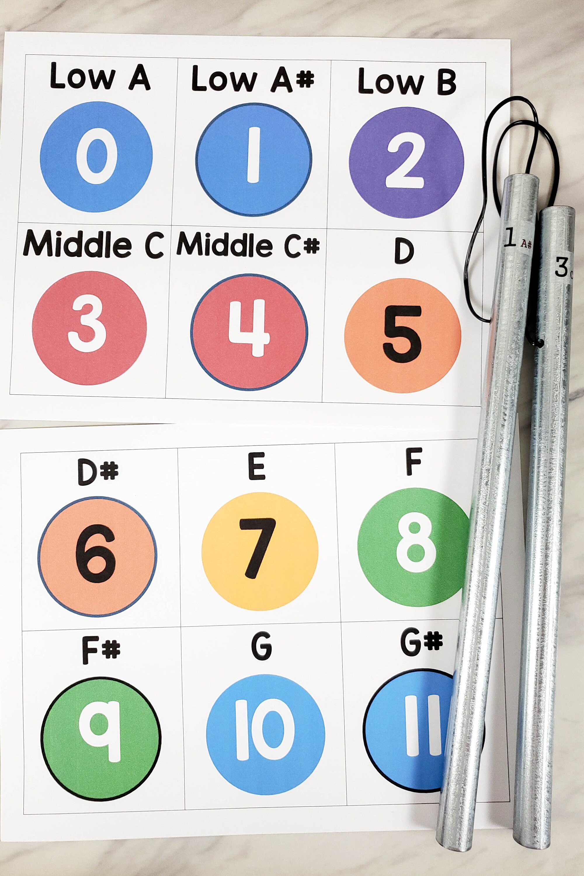 Pipe Chimes Music Note Cards for Singing Time PDF Printable Cards for ...
