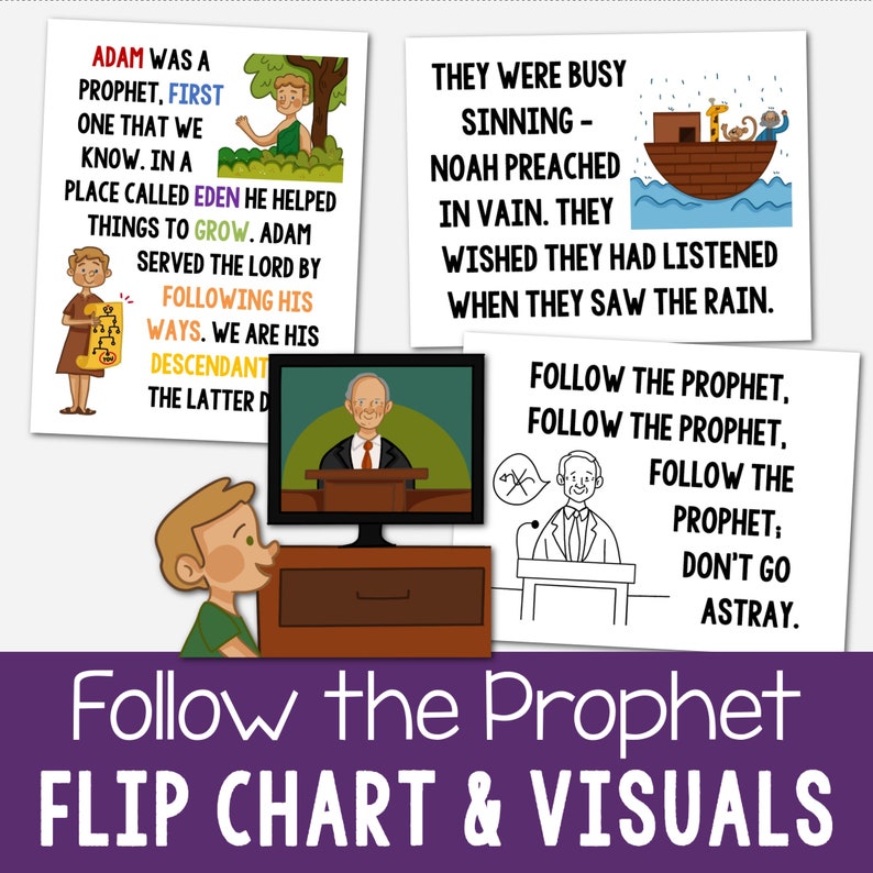 Follow the Prophet Flip Chart & Visual Aids Singing Time Come Follow Me Song Slideshow Printable
