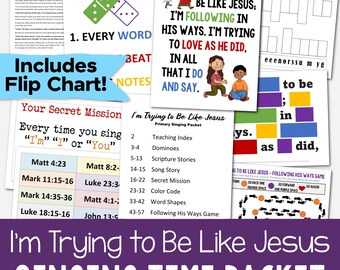 I'm Trying to be Like Jesus Singing Time Primary Song Helps Flip Chart 7 Printable Lesson Plan PDF Teaching Visual Aids LDS Music Leaders