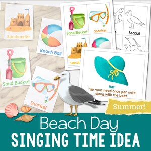 Recensione della canzone Summer Beach Day Attività di canto Modi per cantare Carte stampabili in bianco e nero e a colori Programma per i leader musicali della scuola primaria Gioco