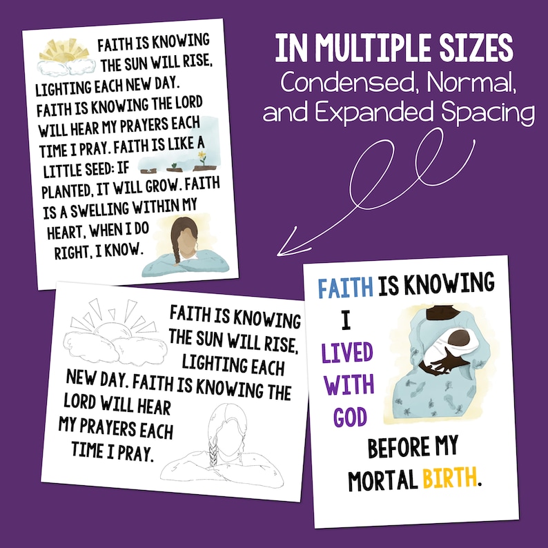 Faith Flip Chart Primary Song Visual Aids Teach LDS 2023 Come Follow Me Slideshow Black and White Color Printable PDF Music Leader image 2