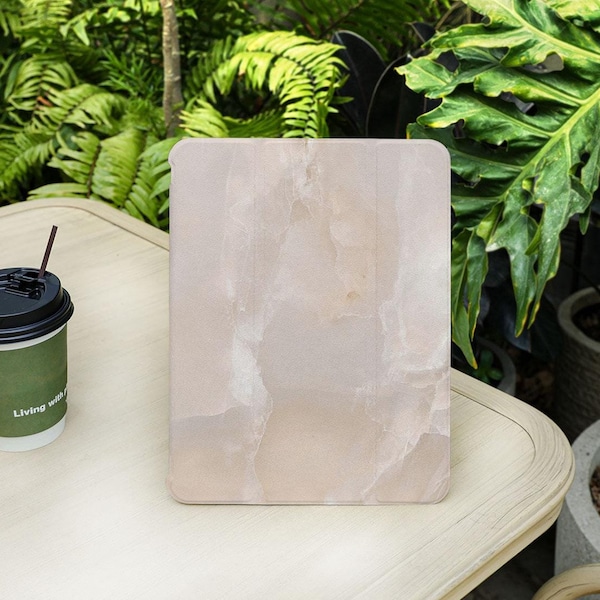 Classic Marble Print iPad Case with Pencil Holder Cover for iPad Air 5/6/7th 13/11 Inch 2025 M3 iPad Pro 12.9" iPad 9/10/11 Gen A16 Mini 6/7