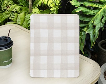 Basic Plaid Simple iPad Case with Pencil Holder Cover for iPad Air 5/6/7th 13/11 Inch 2025 M3 iPad Pro 12.9" iPad 8/9/10/11 Gen A16 Mini 6/7