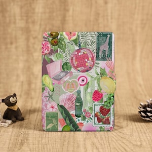 Frutta verde collage carino custodia Kobo/Kindle con cinturino da polso per Paperwhite 10th, copertina trasparente per Paperwhite 12/11th, Colorsoft, Kindle 2022 2024