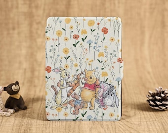 Winnie Pooh Cute Floral Kindle Case with Hand Strap for Paperwhite 1/2/3/4/5, Paperwhite Cover for Kindle 12th/10/11th Gen, Kindle 2022 2024