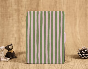 Pink Green Striped Print Ereader Case for Kindle Colorsoft/Scribe, Kobo Libra Color/Clara BW, Clear Back Cover for Paperwhite 12/11th Gen