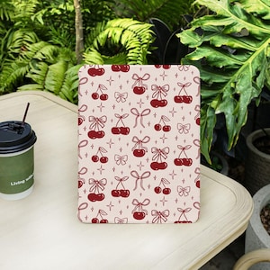 Red Cherry Vibes Bows iPad Case with Pencil Holder Cover for iPad Air 4/5/6/7th 10.9&quot;11&quot;13&quot; 2025, iPad Pro 12.9&quot; iPad 8/9/10/11 Gen Mini 6/7