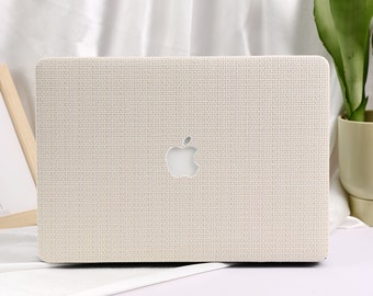 Beige Weave Leder Macbook Hülle für Macbook 2023 Air 15 A2941 Pro 14 16 M1 M2 Air 11/13 Pro 13/14 2021 2022 Einzigartige Laptophülle Hard Case