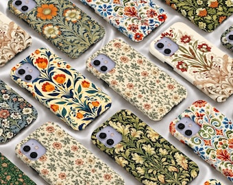 William Morris Vintage Botanical Art Print Phone Case Slim/Tough Cover for iPhone 17 16 15 14 13 12 11 Pro Max, 2026 17e/16e, Air/Plus/Mini