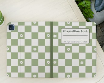 Floral Composition Book Cute iPad Case with Pencil Holder for iPad Air 5/6/7th 13/11inch 2025 iPad Pro 12.9&quot; iPad 8/9/10/11 Gen A16 Mini 6/7