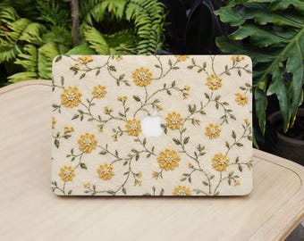 Embroidery-Style Floral Print Macbook Hard Case Laptop Protective Cover for 2026 Neo 13 Air 15/13/11 Mac Pro 16/15/14/13 inch M5 M4 M3 M2 M1